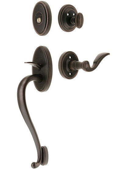 Georgetown Entry Lock Set in Oil-Rubbed Bronze Finish with Left-Handed Bellagio Lever and